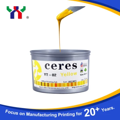 Ceres Yt-02 Eco-Friendly High Gloss Sheet-Fed Offset Printing Ink para papel/buena calidad, soja, mano de obra fina producto/naturaleza, color amarillo
