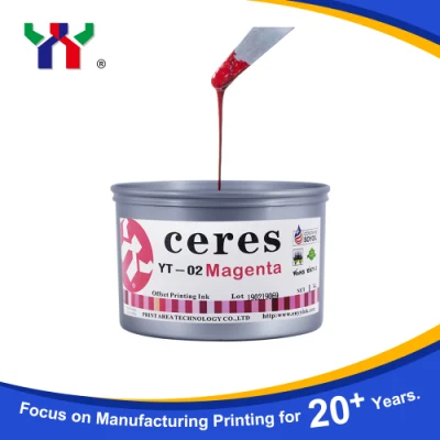 Ceres Yt-02 Eco-Friendly High Gloss Sheet-Fed Offset Printing Ink para papel/buena calidad, soja, mano de obra fina producto/naturaleza, color magenta
